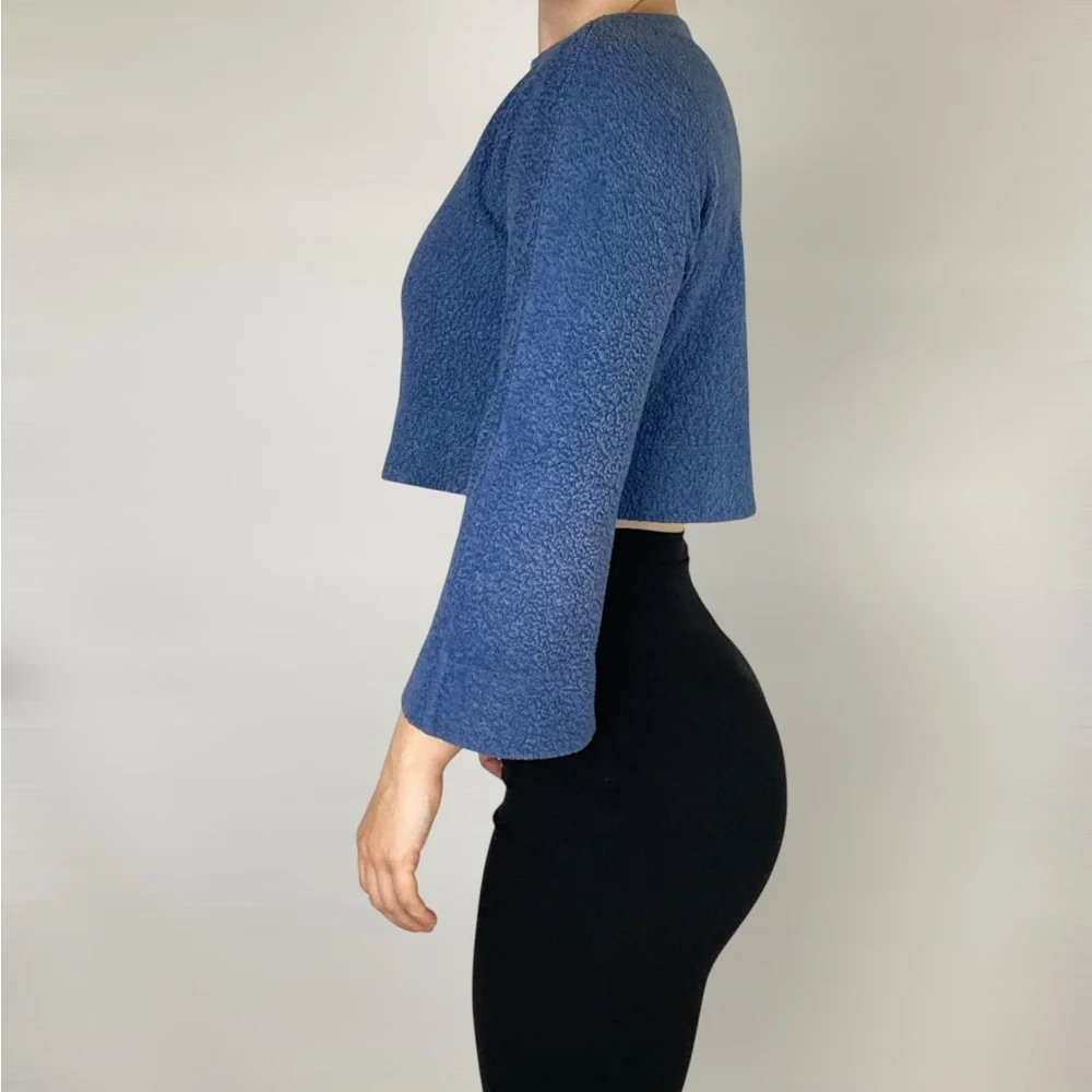 REFORMATION Boat Neck 3/4 Sleeve Blue Crop Top Pullover Relaxed Fit‎ Casual